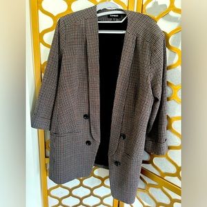 Express Black and Brown Plaid Blazer